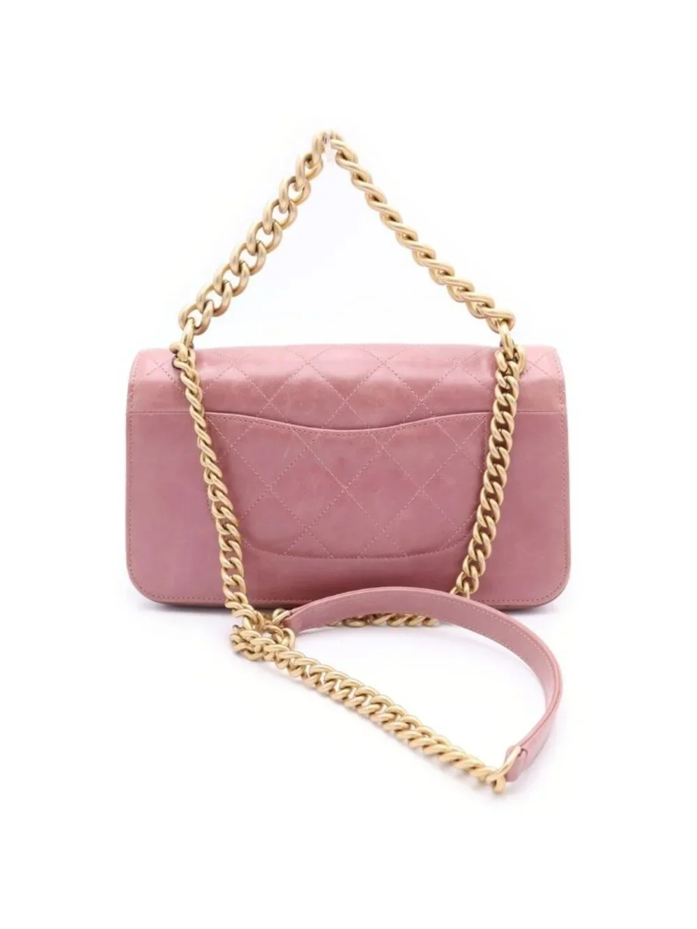 Chanel Quilted Single Flap Calfskin Gold Turnlock 2-Way Chain Shoulder